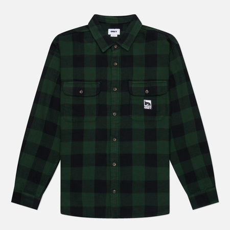 Мужская рубашка OBEY Jones Woven, цвет зелёный, размер L