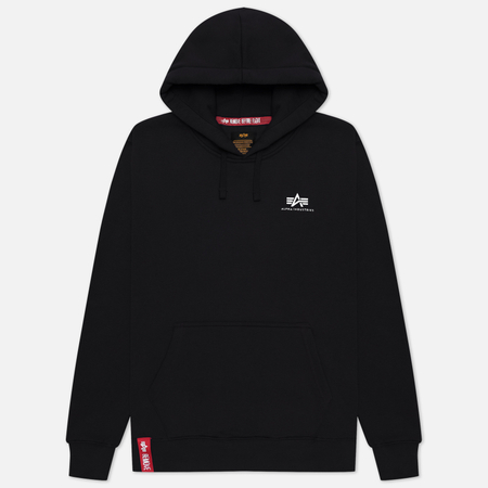 Мужская толстовка Alpha Industries Basic Small Logo Hoody, цвет чёрный, размер M