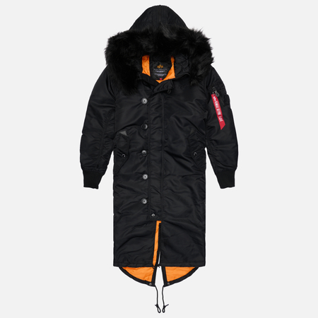 Женская куртка парка Alpha Industries Long Fishtail, цвет чёрный, размер S