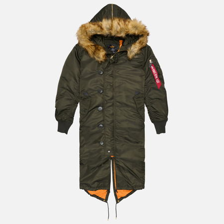 Женская куртка парка Alpha Industries Long Fishtail, цвет оливковый, размер S