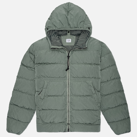 Мужской пуховик C.P. Company Chrome-R Goggle Down Hooded, цвет оливковый, размер XL
