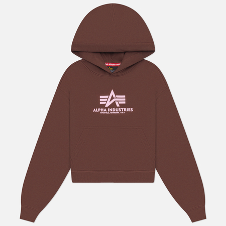 Женская толстовка Alpha Industries Basic Big Logo Puff Print Hoodie, цвет коричневый, размер S