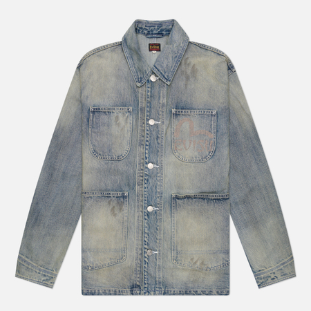 Мужская джинсовая куртка Evisu Vintage Washed Denim Chore, цвет голубой, размер L