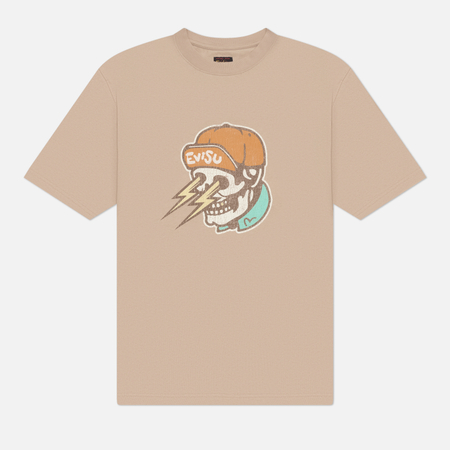 Мужская футболка Evisu Raijin Skull, цвет бежевый, размер M