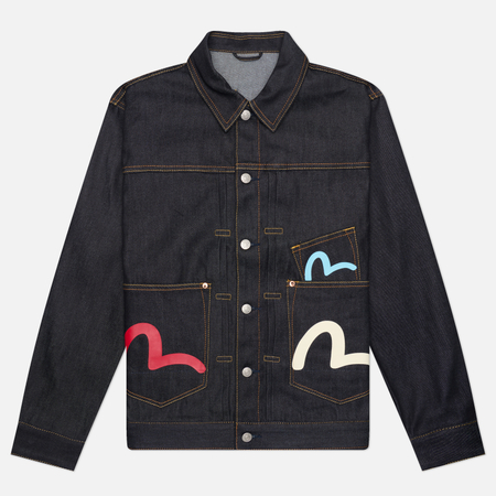 Мужская джинсовая куртка Evisu Heritage Multi Pocket Denim, цвет синий, размер XXL