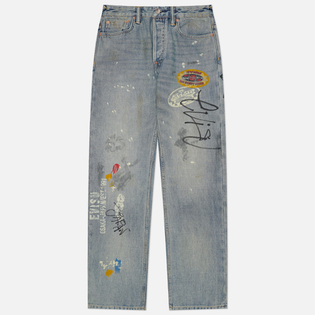 Мужские джинсы Evisu Heritage Fortune Theme Hand Painted All Over Print, цвет голубой, размер 30
