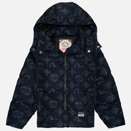 Мужской пуховик Evisu Heritage 2-Tone Monogram All Over Print Down, цвет чёрный, размер S
