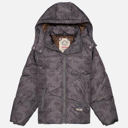 Мужской пуховик Evisu Heritage 2-Tone Monogram All Over Print Down, цвет коричневый, размер S