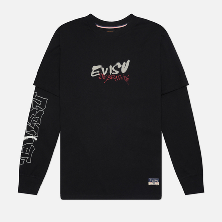 Мужской лонгслив Evisu Heritage Daruma Ptinted, цвет чёрный, размер S