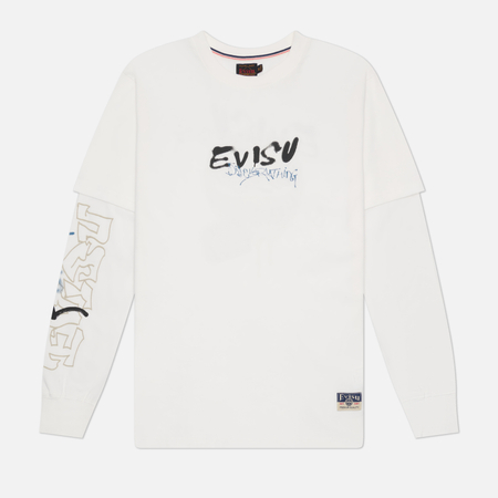 Мужской лонгслив Evisu Heritage Daruma Ptinted, цвет белый, размер L