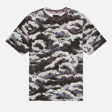 Мужская футболка Evisu Heritage Wave All Over Print, цвет чёрный, размер L