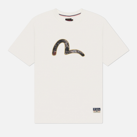 Мужская футболка Evisu Heritage Seagull Brocade Applique, цвет белый, размер XL