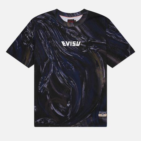 Мужская футболка Evisu Heritage Brush Effect All Over Print, цвет чёрный, размер M
