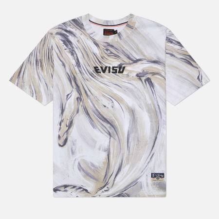 Мужская футболка Evisu Heritage Brush Effect All Over Print, цвет бежевый, размер M
