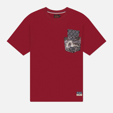 Мужская футболка Evisu Heritage Brocade Pocket Patch, цвет красный, размер XXL