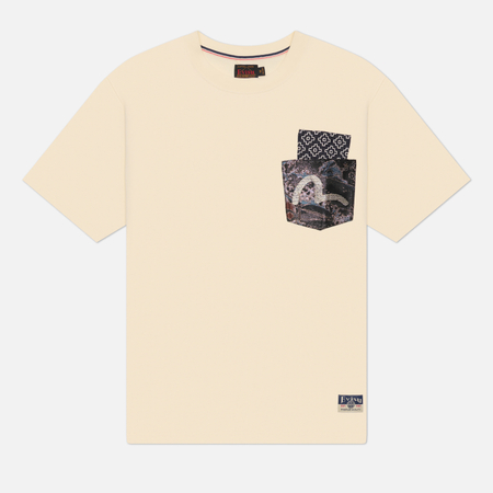 Мужская футболка Evisu Heritage Brocade Pocket Patch, цвет бежевый, размер XXL