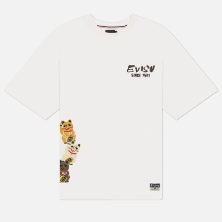 Мужская футболка Evisu Heritage Fortune Cat Daruma Printed, цвет белый, размер L