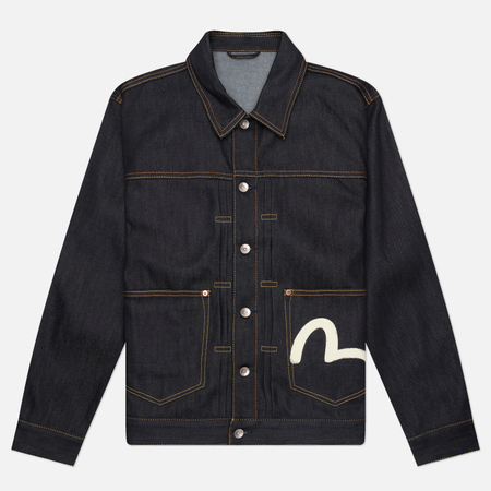 Мужская джинсовая куртка Evisu Heritage Ecru Seagull Printed Denim, цвет синий, размер L