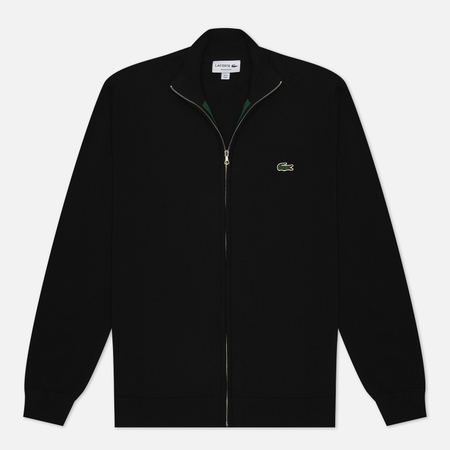Мужской свитер Lacoste Stand-Up Collar Organic Cotton Zippered, цвет чёрный, размер L
