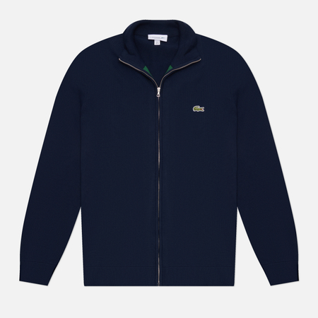 Мужской свитер Lacoste Stand-Up Collar Organic Cotton Zippered, цвет синий, размер L