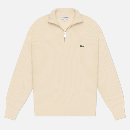 Мужской свитер Lacoste Zipped High Neck Wool, цвет бежевый, размер M