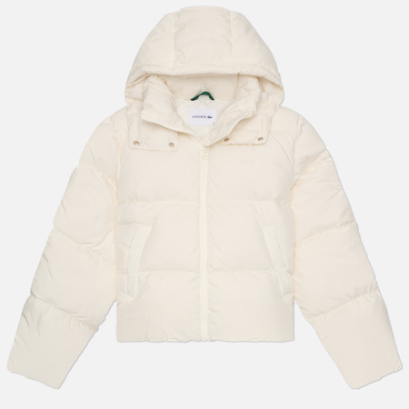Женский пуховик Lacoste Water Repellent Hooded Down, цвет белый, размер M