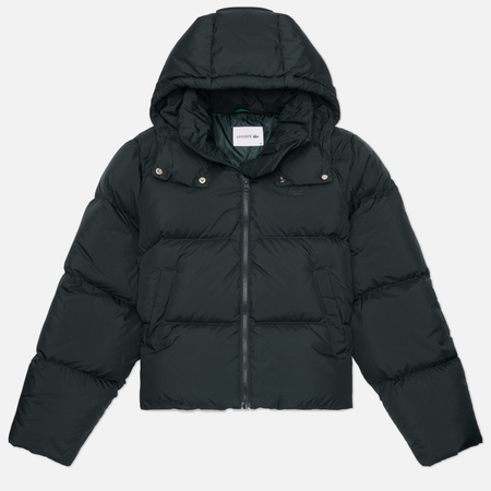 Женский пуховик Lacoste Water Repellent Hooded Down, цвет зелёный, размер S