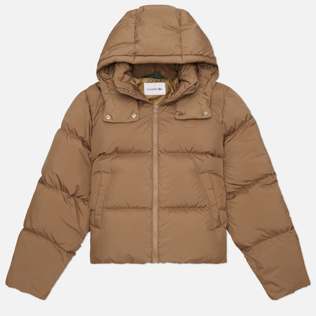 Женский пуховик Lacoste Water Repellent Hooded Down, цвет коричневый, размер M