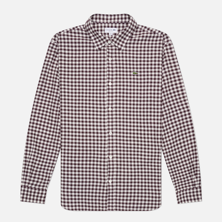 Мужская рубашка Lacoste Regular Fit Plaid Flannel, цвет бордовый, размер 43