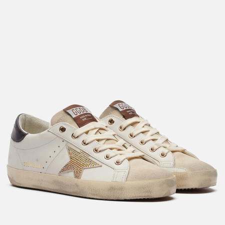 Женские кроссовки Golden Goose Super-Star Gold Swarovski Crystal Star, цвет белый, размер 39 EU