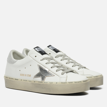 Женские кроссовки Golden Goose Hi Star Leather/Laminated Star, цвет белый, размер 36 EU