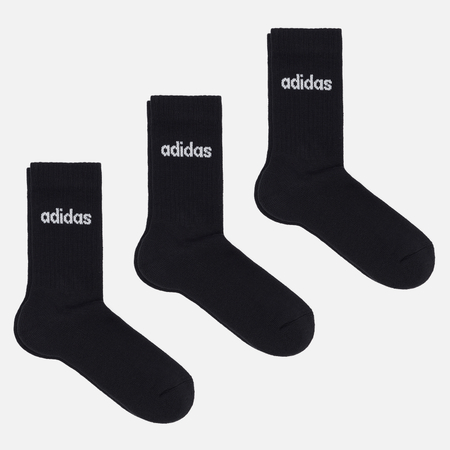 Комплект носков adidas Originals 3-Pack Linear Crew Cushioned, цвет чёрный, размер 46-48 EU