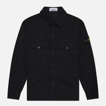 Мужская рубашка Stone Island Stretch Organic Cotton Twill Regular Overshirt, цвет чёрный, размер M
