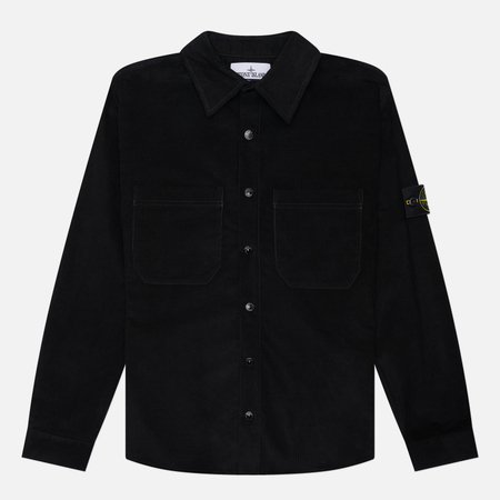 Мужская рубашка Stone Island Cotton Micro Corduroy Overshirt, цвет чёрный, размер L