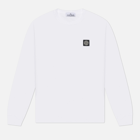 Мужской лонгслив Stone Island 60/2 Cotton Jersey Slim Garment Dyed, цвет белый, размер XL