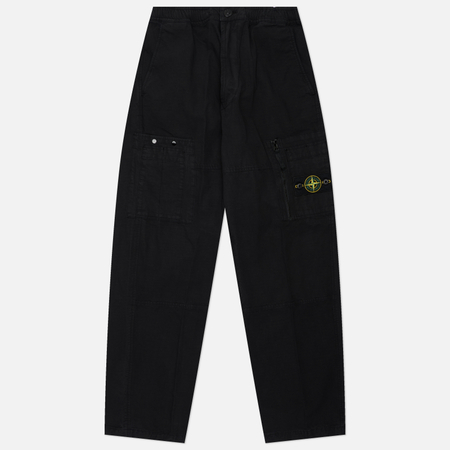 Мужские брюки Stone Island Organic Cotton Ripstop Loose, цвет чёрный, размер 31