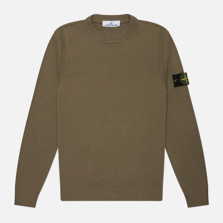 Мужской свитер Stone Island Lambswool Regular Crewneck, цвет оливковый, размер M