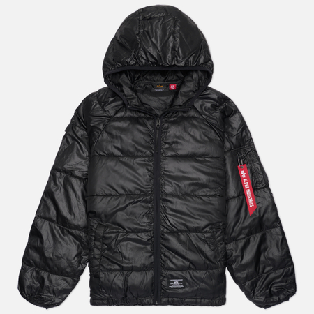 Мужской пуховик Alpha Industries Laughlin Hooded Relaxed Fit Puffer, цвет чёрный, размер M