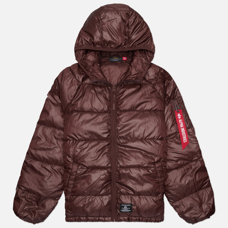 Мужской пуховик Alpha Industries Laughlin Hooded Relaxed Fit Puffer, цвет коричневый, размер XL