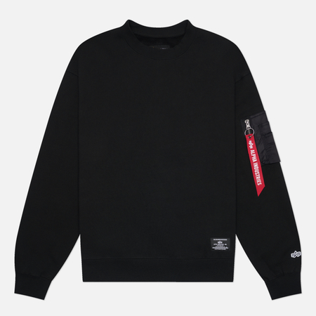 Мужская толстовка Alpha Industries Utility Pocket Crew Relaxed Fit, цвет чёрный, размер XXL
