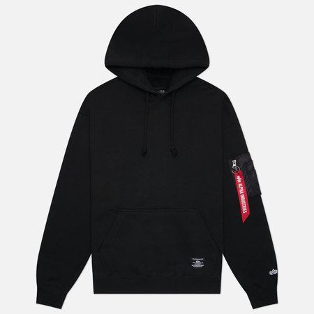 Мужская толстовка Alpha Industries Utility Pocket Hoodie Relaxed Fit, цвет чёрный, размер XL