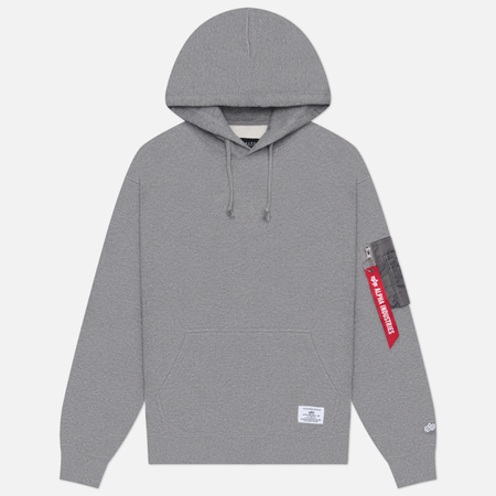 Мужская толстовка Alpha Industries Utility Pocket Hoodie Relaxed Fit, цвет серый, размер XL