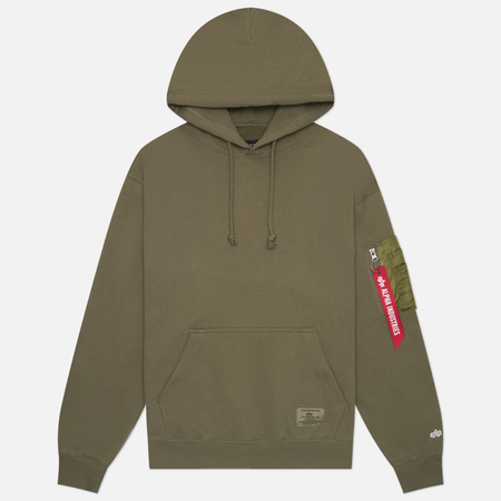 Мужская толстовка Alpha Industries Utility Pocket Hoodie Relaxed Fit, цвет зелёный, размер M