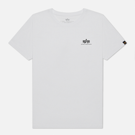 Мужская футболка Alpha Industries Basic Small Logo, цвет белый, размер S