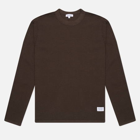 Мужской лонгслив Norse Projects Stevns Cotton Hemp Military Rib, цвет коричневый, размер XL