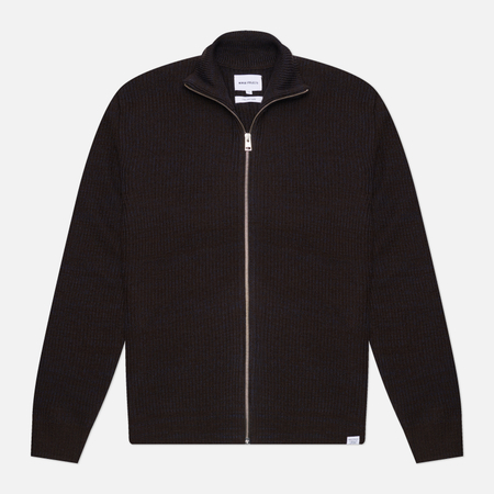 Мужской свитер Norse Projects Hagen Wool Cotton Rib Full Zip Jacket, цвет фиолетовый, размер XL
