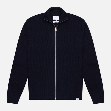 Мужской свитер Norse Projects Hagen Wool Cotton Rib Full Zip Jacket, цвет синий, размер XL