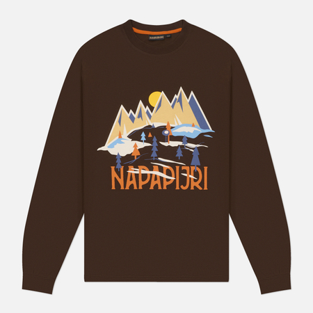 Мужской лонгслив Napapijri S-Tee, цвет коричневый, размер M