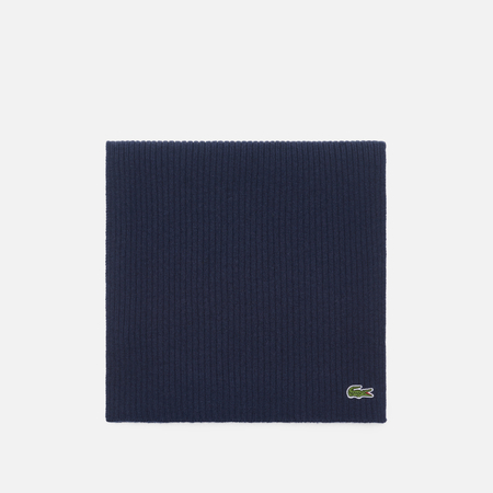 Шарф Lacoste Ribbed Wool Embroidered Crocodile, цвет синий