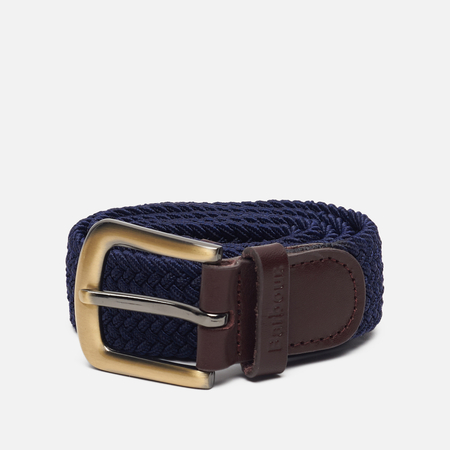 Ремень Barbour Stretch Webbing Leather, цвет синий, размер M